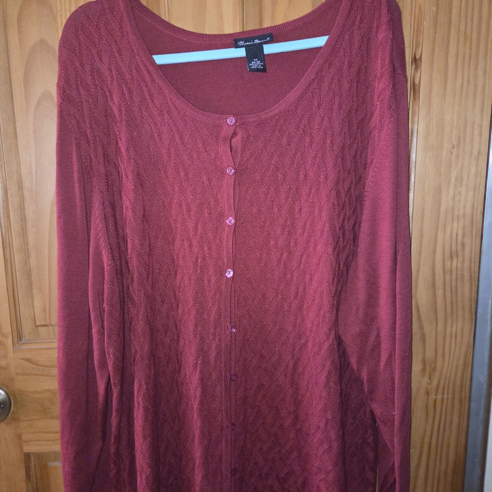 Maggie Barnes Burgundy Button Down Shirt